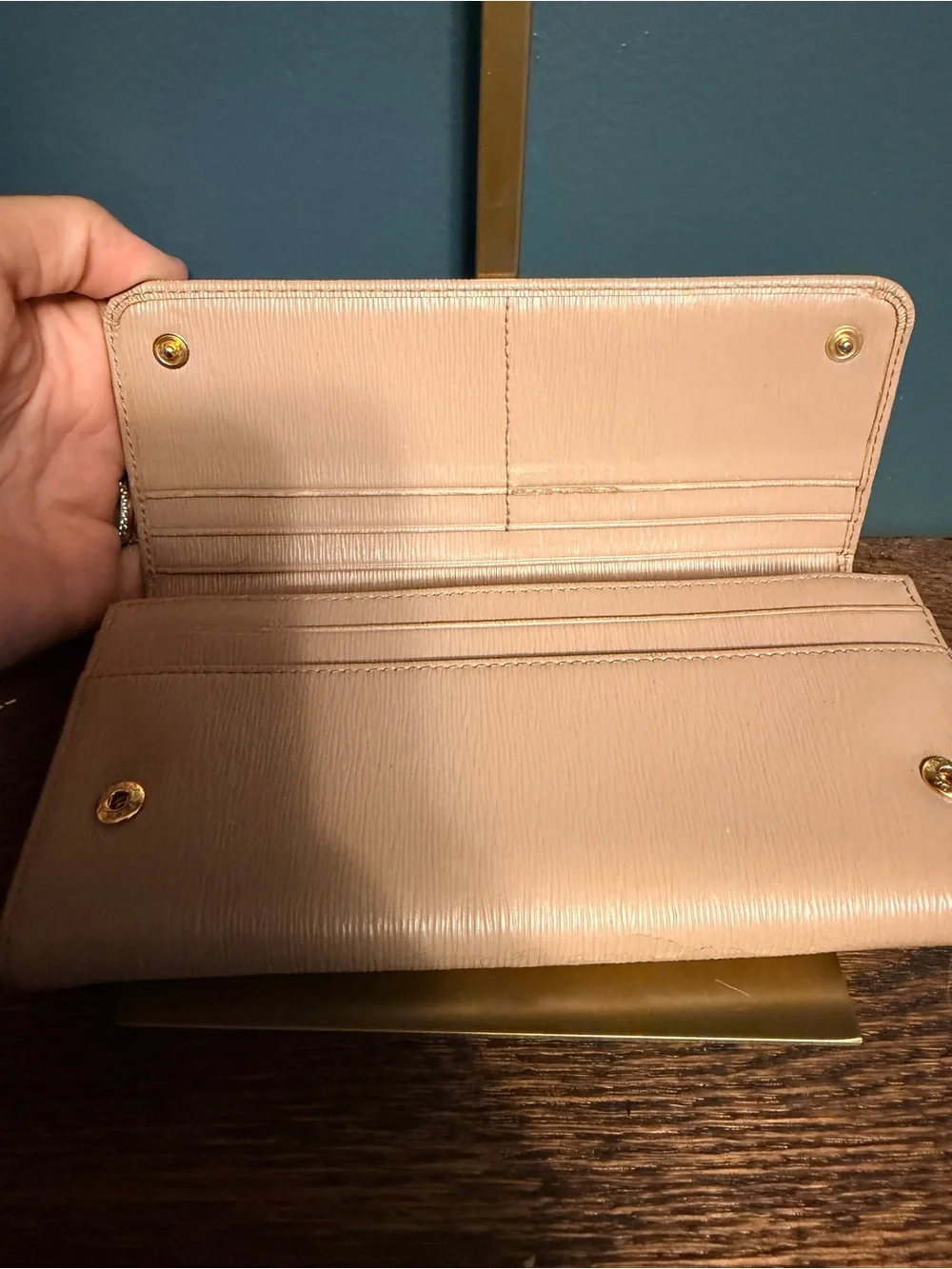 Prada Pink Saffiano Leather Continental Wallet with Gold Logo